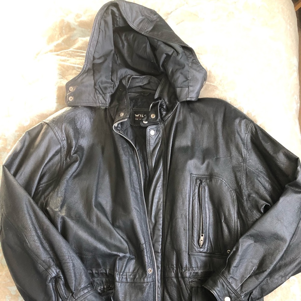 Wilson 3/4 leather coat w/hood